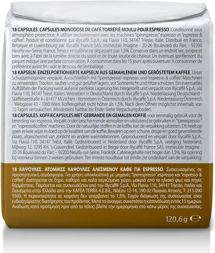 Nährwerte und Zutaten Illy Iperespresso (18 x Port.)