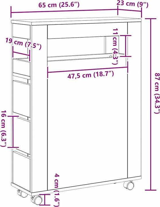 Actual product image vidaXL Badezimmerschrank (23 x 23 x 87 cm)