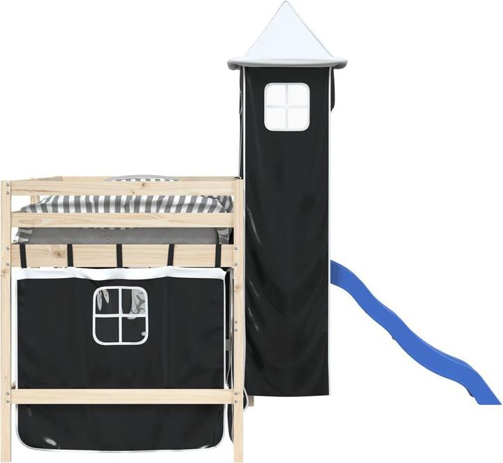 Actual product image vidaXL Curtains for loft bed with tower white and black