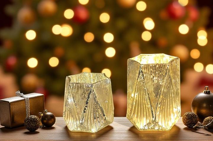 Immagine prodotto GuGus Lanterna 6 vetri quadrati bianco opaco all'interno dell'oro D10cm x H10cm (1 x, 10 x 10 cm)