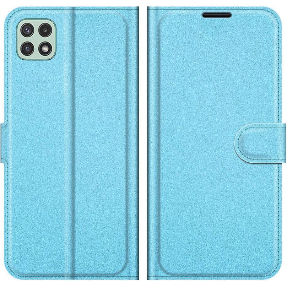 Cover-Discount Galaxy A22 5G - Leder Etui Hülle hellblau (Samsung Galaxy A22 5G), Smartphone Hülle, Blau