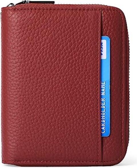 Only-Bags.Store Portemonnaie aus Leder mit Kreditkartenschutz, Portemonnaie mit Reissverschluss, Portemonnaie im