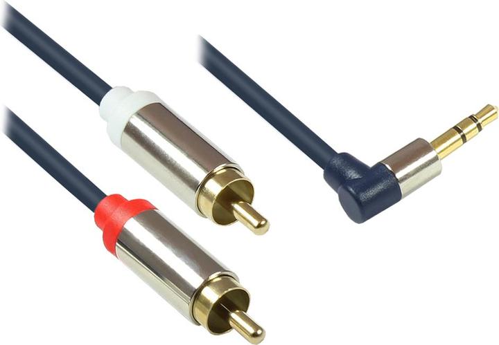 Actual product image Good Connections Audio connection cable High-Quality 3.5mm, jack plug right outgoing to 2x RCA plug, full metal (5 m, AUX cable)