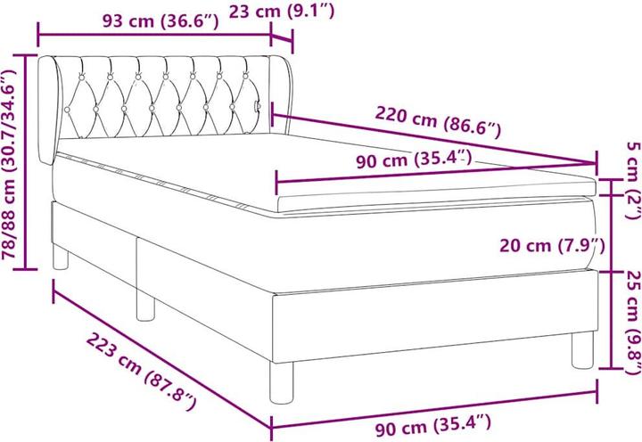 Image du produit vidaXL Boxspringbett (90 x 220 cm)