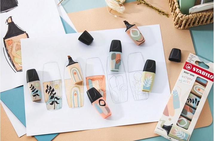 Image du produit STABILO Boss Mini Naturevibes 6er Etui (Terre d'ombre, Vert terre, Sienne, Boue verte, gris chaud, Beige, 5 mm, 6 x)