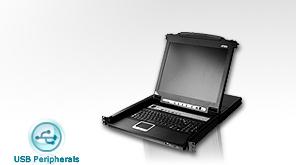 Produktbild Aten Slideaway KVM-Konsole mit KVM-Switch 8 Anschlüsse PS/2 USB German QWERTZ 43,2 cm 17" Rack einba