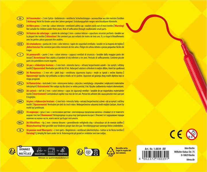 Actual product image Idena Fibre-tip pens 36 pieces Line width: 2 mm (36x)