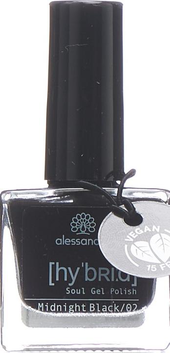 Immagine prodotto Alessandro Smalto per unghie Hybrid 120 Midnight Black (120 Midnight Black, Smalto per unghie effetto gel)