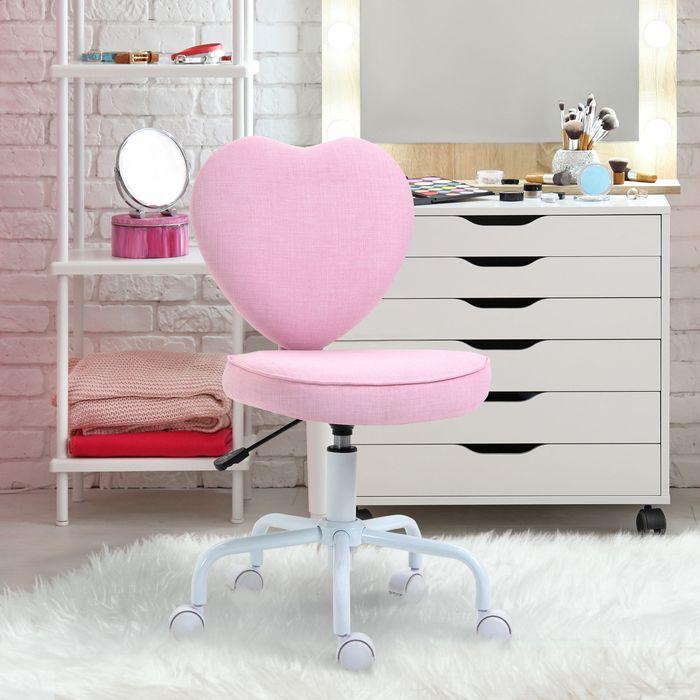 Actual product image Swisshandel24 Executive chair computer chair heart-shaped pink linen fabric