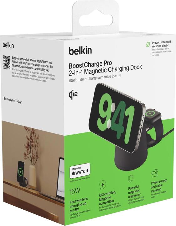 Productafbeelding Belkin BoostCharge Pro 2-in-1 Qi2 oplaadstation (15 W)