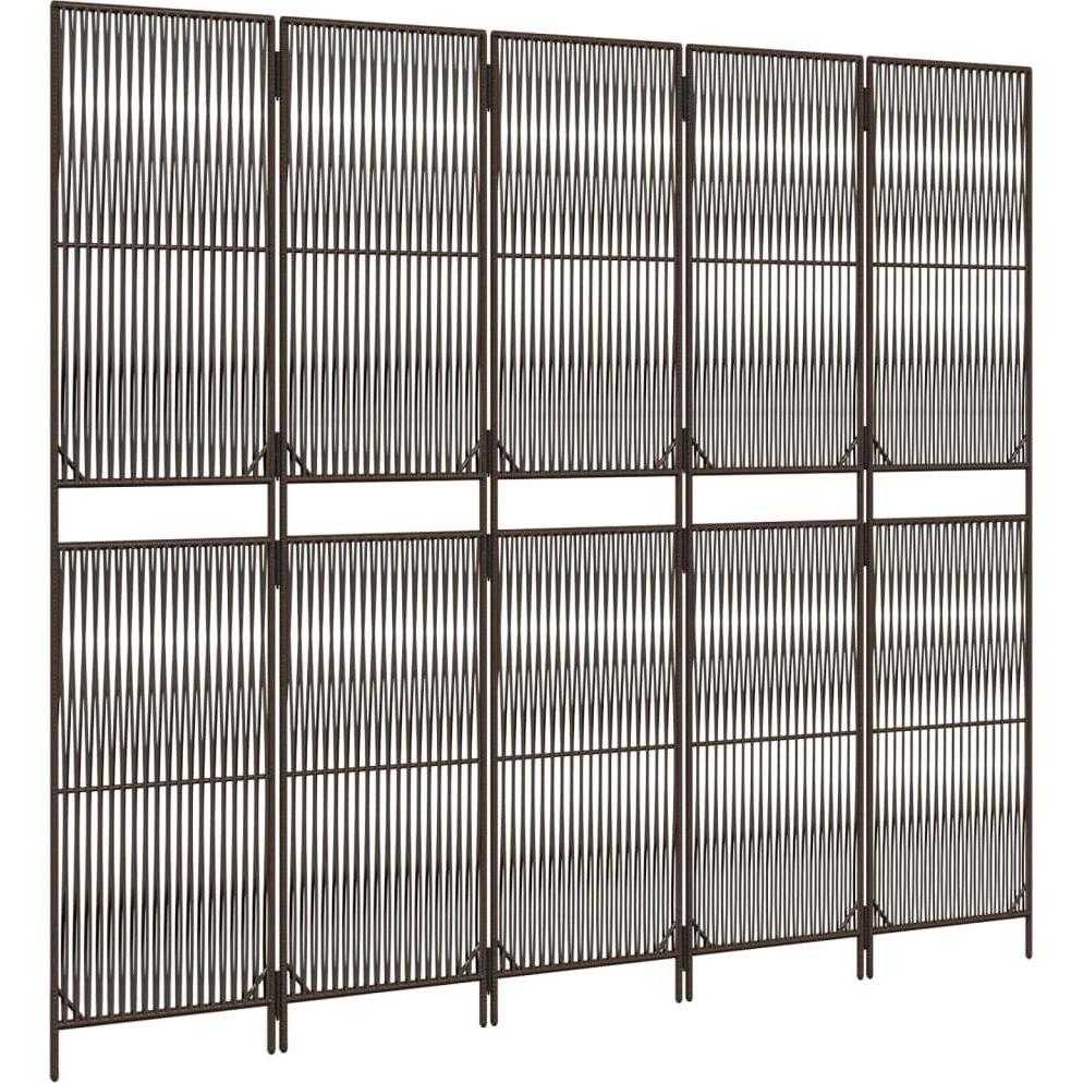 VidaXL, Paravent + Raumteiler, Paravent Raumteiler Sichtschutz Trennwand 5-tlg. Braun Poly Rattan
