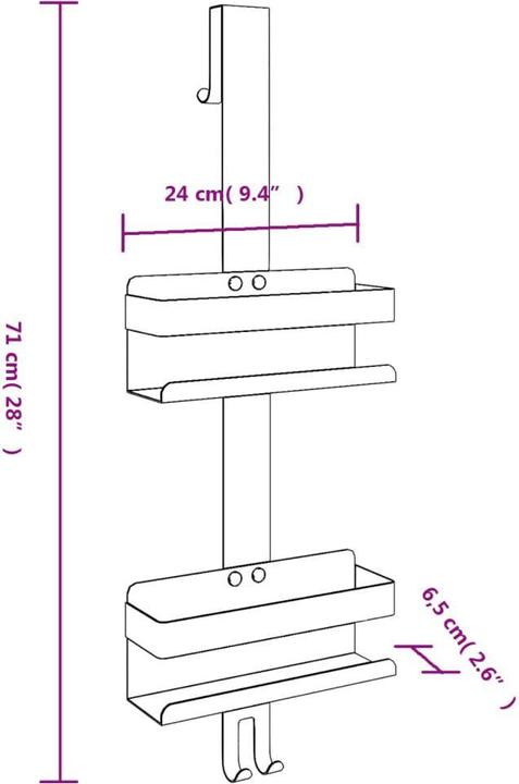 Actual product image VidaXL Duschcaddy (24 x 6.5 x 71 cm)