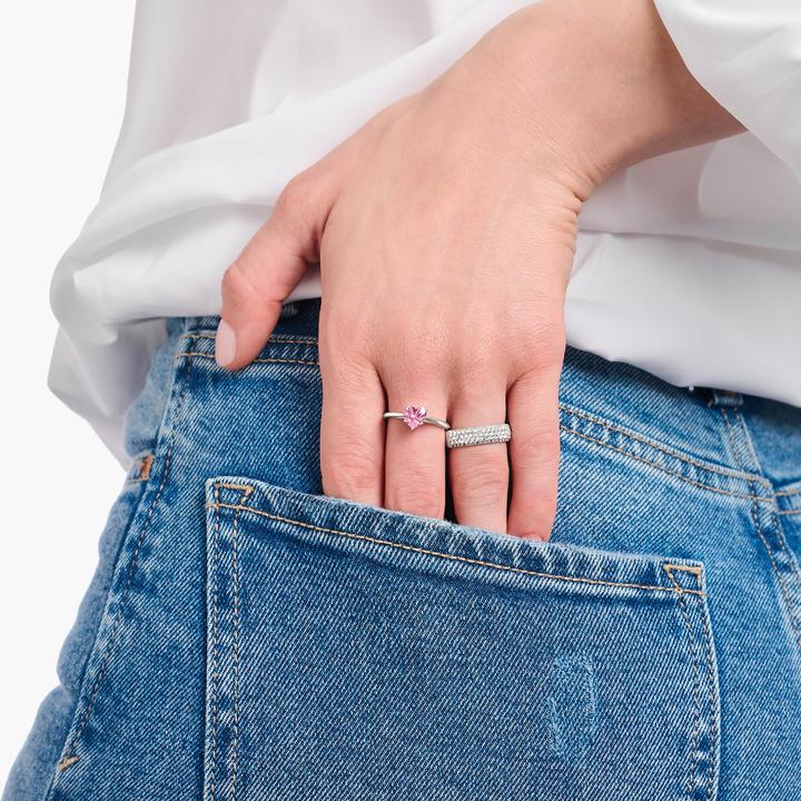 Produktbild Thomas Sabo Ring mit pinkfarbenem Stein in Herzform (52, 925 Silber)