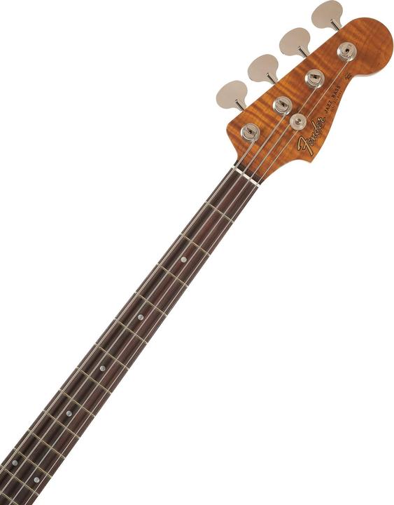 Actual product image Fender Custom Shop Artisan Maple Burl Jazz Bass, Aged Natural RW (Electric bass, Ash with maple top, Maple neck, Rosewood fingerboard)