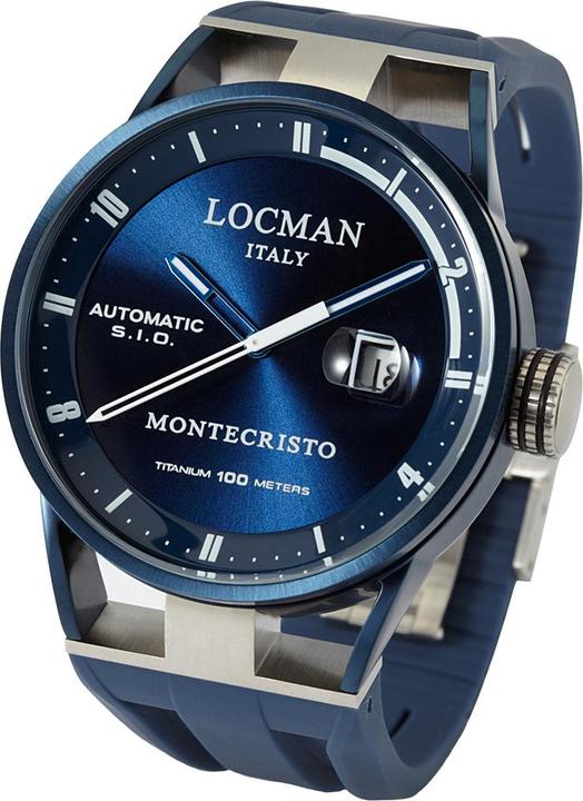 Produktbild Locman Italy Herrenuhr Montecristo Classic Automatik PVD blau Ref. 051 (Uhr mit Schmuckstein, 44 mm)