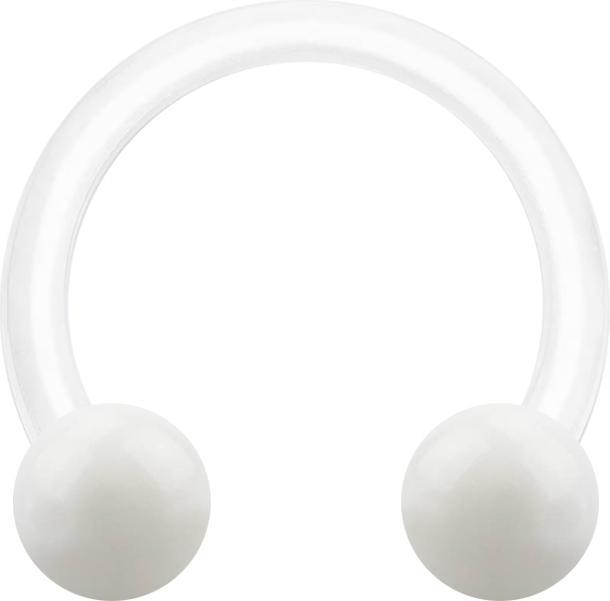 Produktbild Star Piercing Micro Circular Barbell weiss mit zwei Kugeln (Kunststoff, ohne Messing)