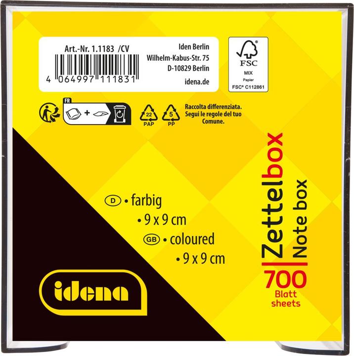 Actual product image Idena Note box 9x9x8cm 700 sheets (9 x 9 x 8 cm)