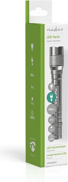 Image du produit Nedis Lampe de poche LED, Premium, 150lm - argenté (2.90 cm, 150 lm)