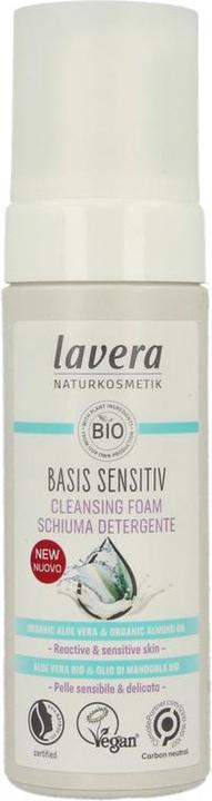 Lavera basis sensitiv Cleansing Foam with Organic Aloe Vera and Almond Oil 150ml (Reinigungsschaum, 150 ml)