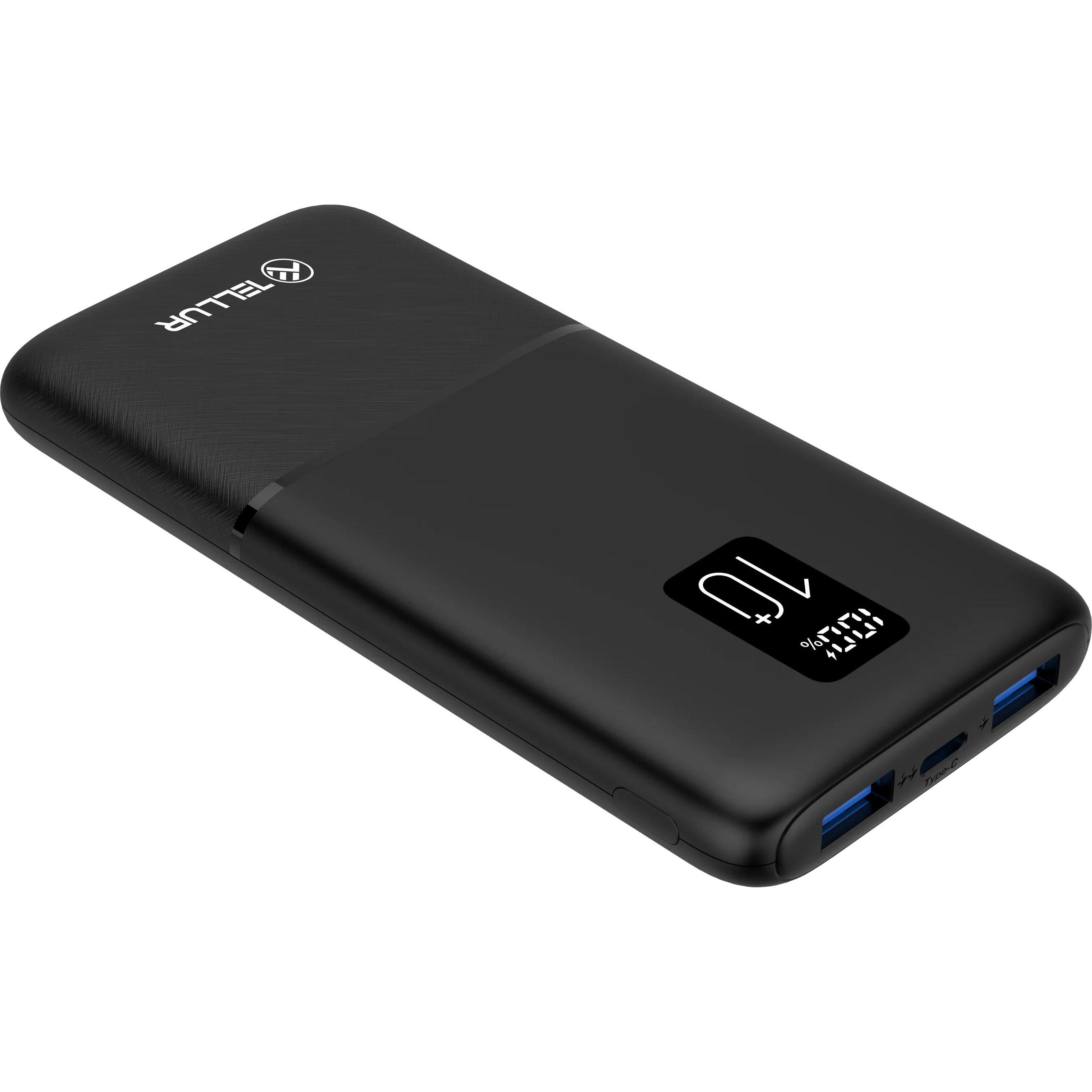 Tellur PD102 Boost Pro 10000mAh power bank 2xQC3.0 22.5W + PD 20W, display LCD, nero (10000 mAh, 22.50 W, 37 Wh), Powerbank, Nero