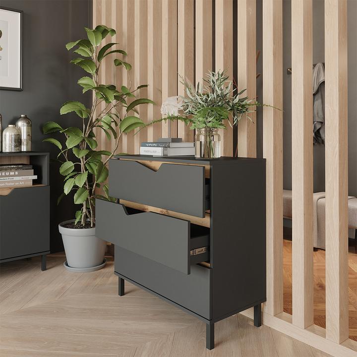 Produktbild Vicco Kommode Marelle, Anthrazit/Artisan/Artisan, 80 x 81.2 cm mit 3 Schubladen (80 x 38 x 81.20 cm)