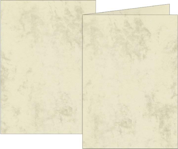 Brunnen Double cards A6 marble 160g/sqm PU=10 cards chamois (A6, 10x, 160 g/m²)