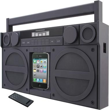 Actual product image iHome iP4, portable FM stereo boombox for iPod/iPhone, grey