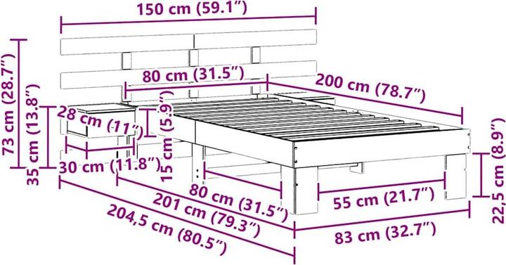 Image du produit vidaXL Plattformbett (80 x 200 cm)