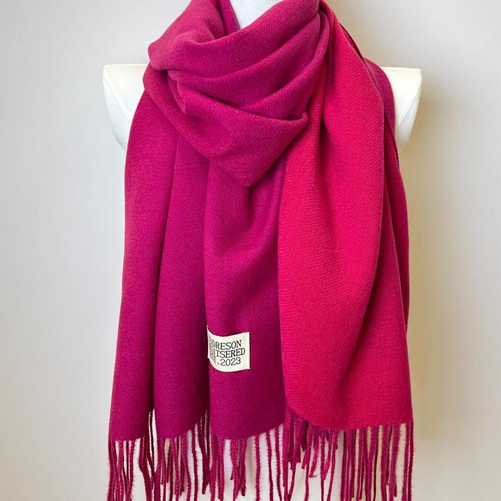 Actual product image Only-Bags.Store Double Sided Scarf Two Colours Simple Basic Imitation Cashmere Tassel Scarf Autumn Winter