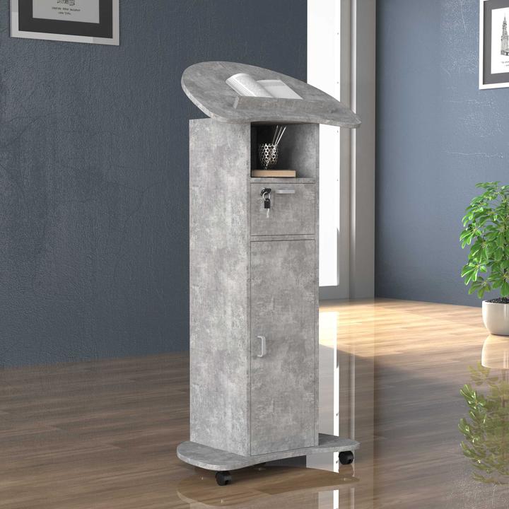 Immagine prodotto VCM Scrivania in piedi in legno Leggio Tavolo mobile in piedi Ruote rotanti Cassetto Redola Porta (56 x 37 x 110 cm)