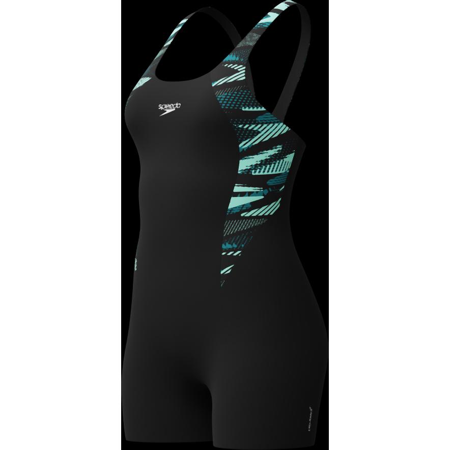 Speedo, Damen, Badeanzug, HyperBoom Splice Legsuit, Schwarz, (W32/L36)