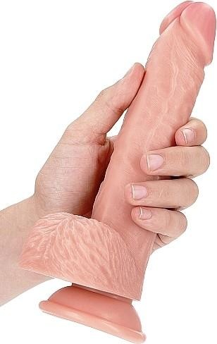Actual product image RealRock Straight Realistic Dildo with Balls and Suction Cup - 8"/ 20.5 cm