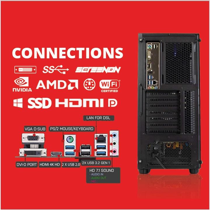 Immagine prodotto ScreenOn Ryzen 5 5600G 1TB M2 SSD GTX 1650 GamePCA40114 WiFi (1000 GB, 16 GB, AMD Ryzen 5 5600G)