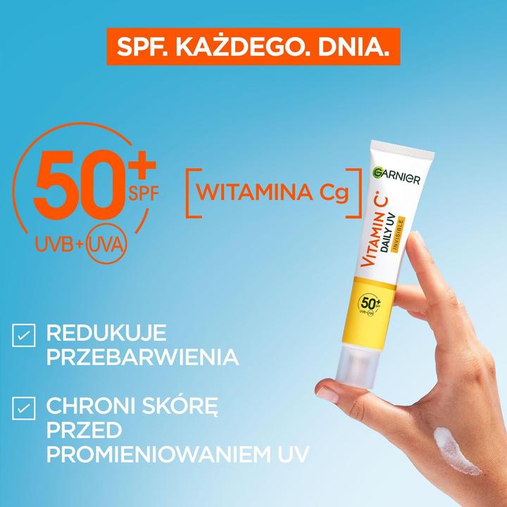 Image du produit Garnier Fluide éclat de jour à la vitamine C avec SPF50+ Invisible 40ml (Crème solaire visage, SPF 50+, 40 ml)