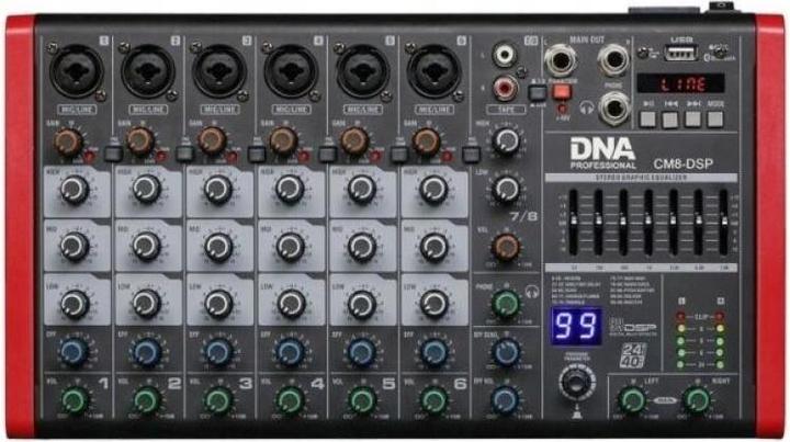 Image du produit Red Dingo DNA CM8-DSP Audiomischpult USB MP3 Bluetooth Phantom