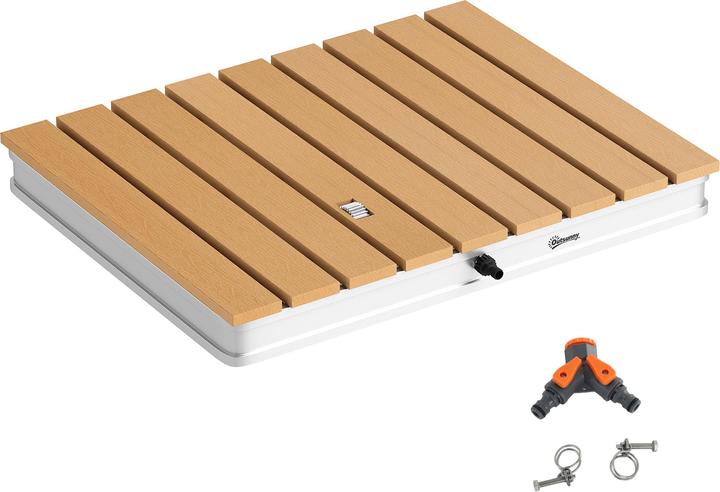 Outsunny Bodendusche Polystyrol, Aluminium Naturholz