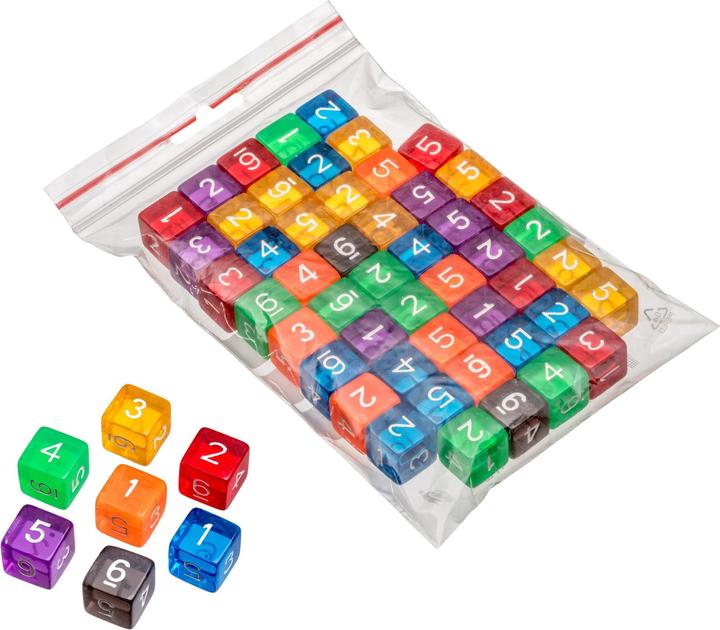 Philos 7520 - Würfel, 6 seitig, transparent, 50er Beutel, (DE-Ausgabe)