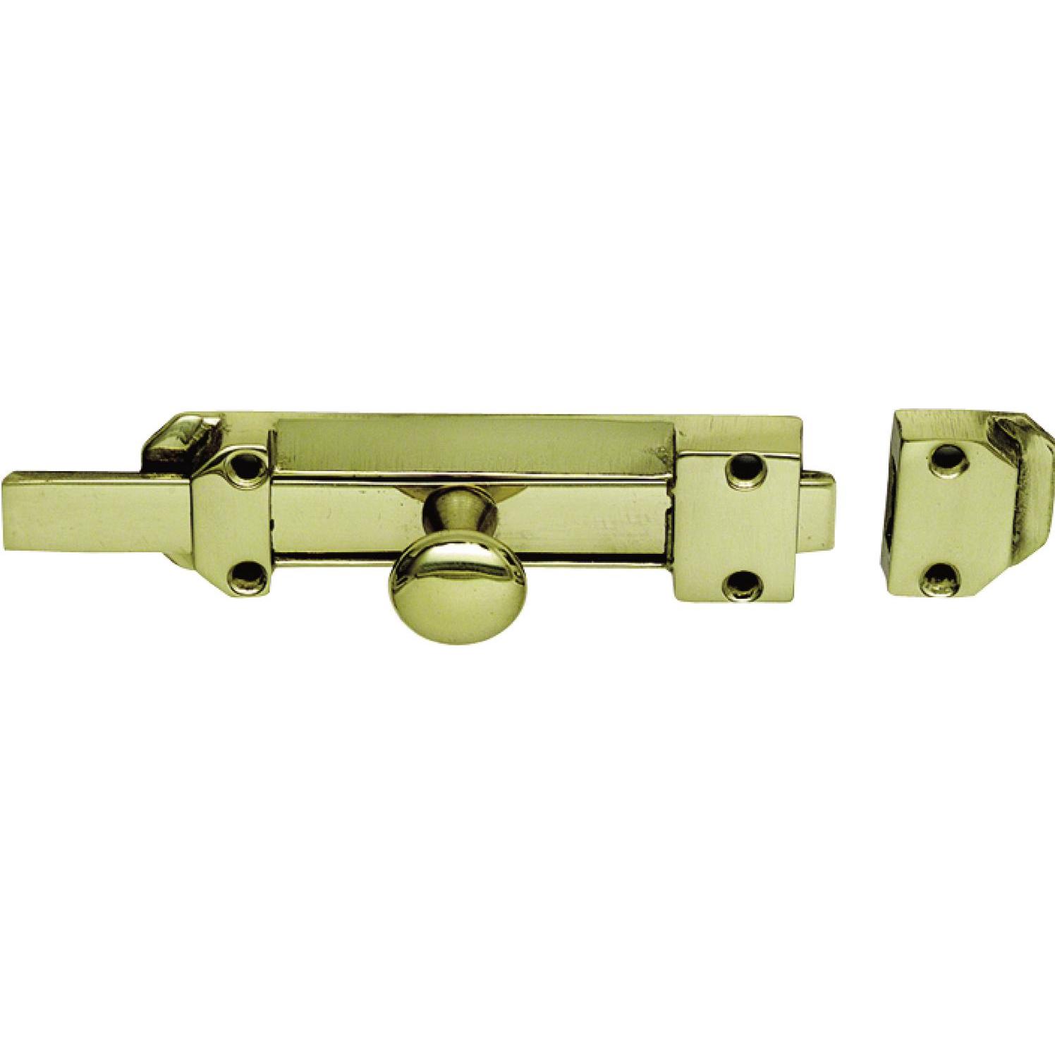 Marchesi, Baubeschläge + Holzverbinder, Querriegel gerade, 16 x 4 mm, Platte 116 x 34 mm, Messing poliert (1 Stk.)