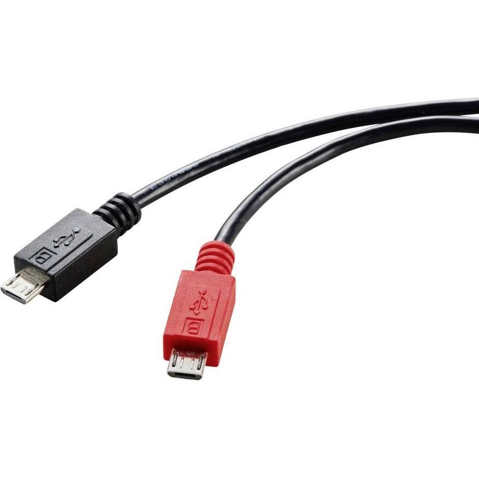 Renkforce USB-Kabel USB 2.0 USB-Micro-B Stecker, USB-Micro-B Stecker 0.30 m Schw (0.30 m, USB 2.0), USB Kabel