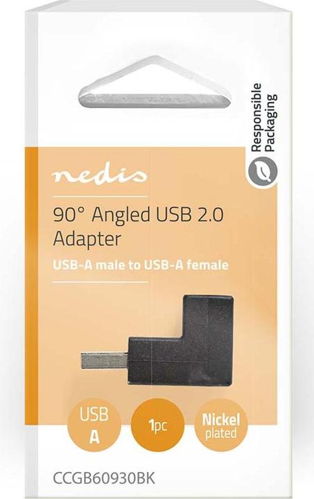 Image du produit Nedis Adaptateur USB-A | USB 2.0 | USB-A mâle | USB-A femelle | 480 Mbps | Rond | Nickelé | PVC | (USB-A, 2 cm)