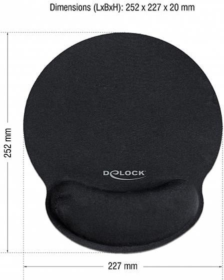 Image du produit Delock Tapis de souris avec repose-poignets rond noir (S)