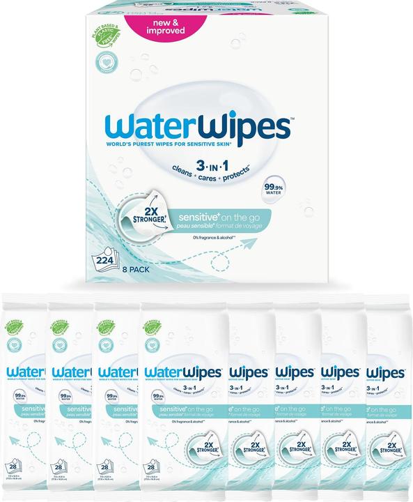 WaterWipes Sensitive+ Feuchttücher 8 Pack (8 x 28 pcs.)