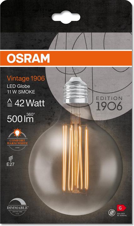 Actual product image Osram Vintage 1906 LED DIM 42 11 W/1800 K E27 (E27, 11 W, 500 lm, 1 x, G)