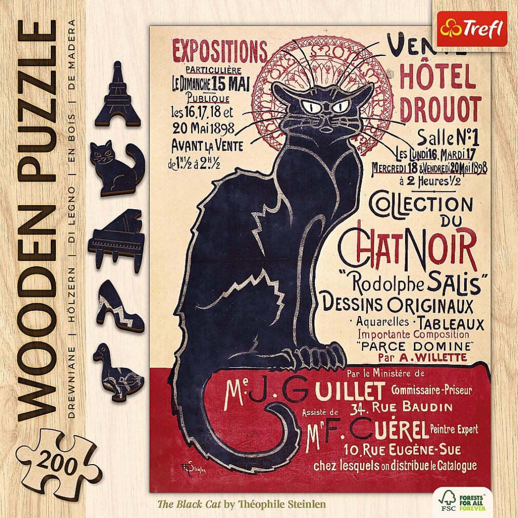 Thumbnail - Trefl Holz Puzzle 200 - Der schwarze Kater / Théophile Alexandre Steinlen (200 Teile)