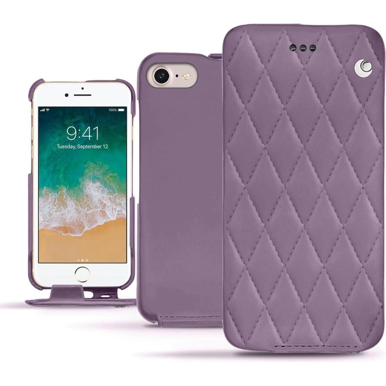 Noreve Lederschutzhülle vertikal (Apple iPhone 7), Smartphone Hülle, Violett