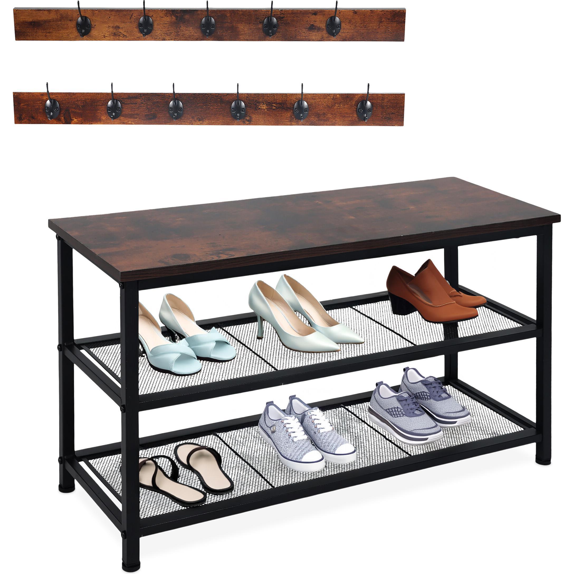 Relaxdays, Scarpiera, GmbH Schuhregal mit Garderobe Set (80 x 30 x 45 cm)