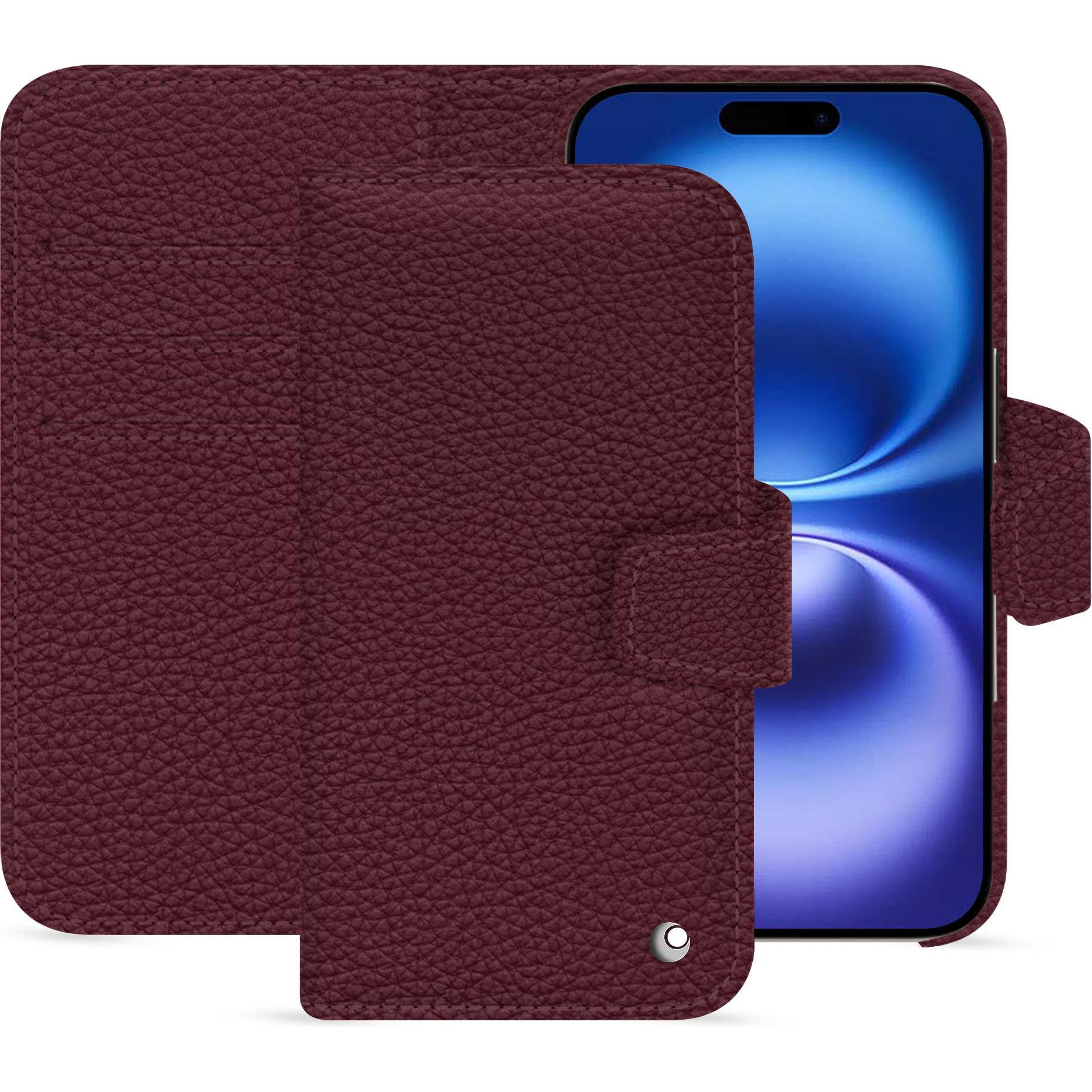 Noreve Lederschutzhülle Apple iPhone 16 (Apple iPhone 16), Smartphone Hülle, Violett