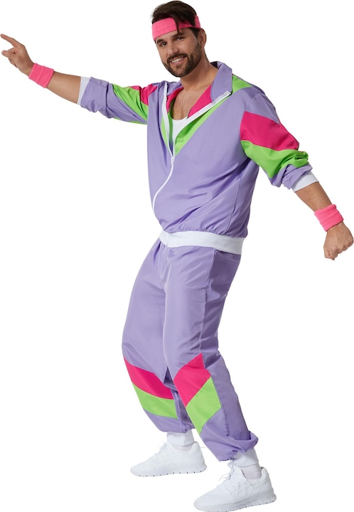 Produktbild tectake Herrenkostüm Retro 80er 90er Jahre Jogginganzug (L)