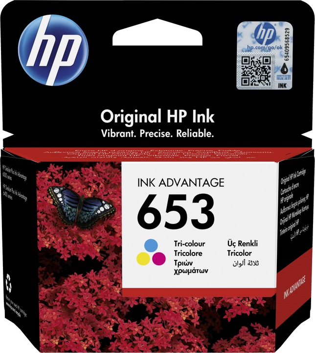Actual product image HP 653 Tri-color Original Ink Advantage Cartridge (M, Y, C)