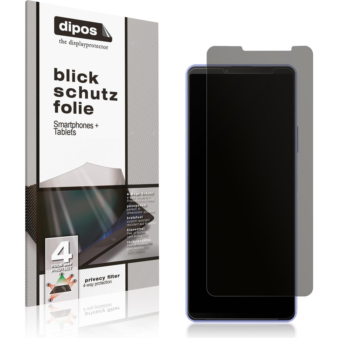 Dipos Blickschutzfolie 4-Way Privacy (1 Stück, Sony Xperia 10 IV), Smartphone Schutzfolie, Transparent